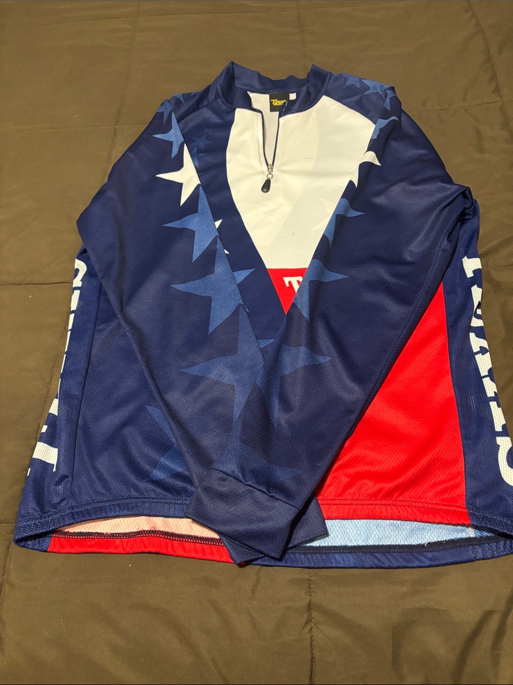 Patriotic Blue & Red Long Sleeve Pullover Jersey